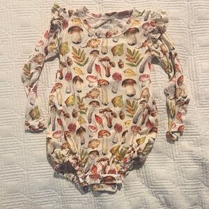 Posh Peanut Mushroom and Leaf Print Bodysuit